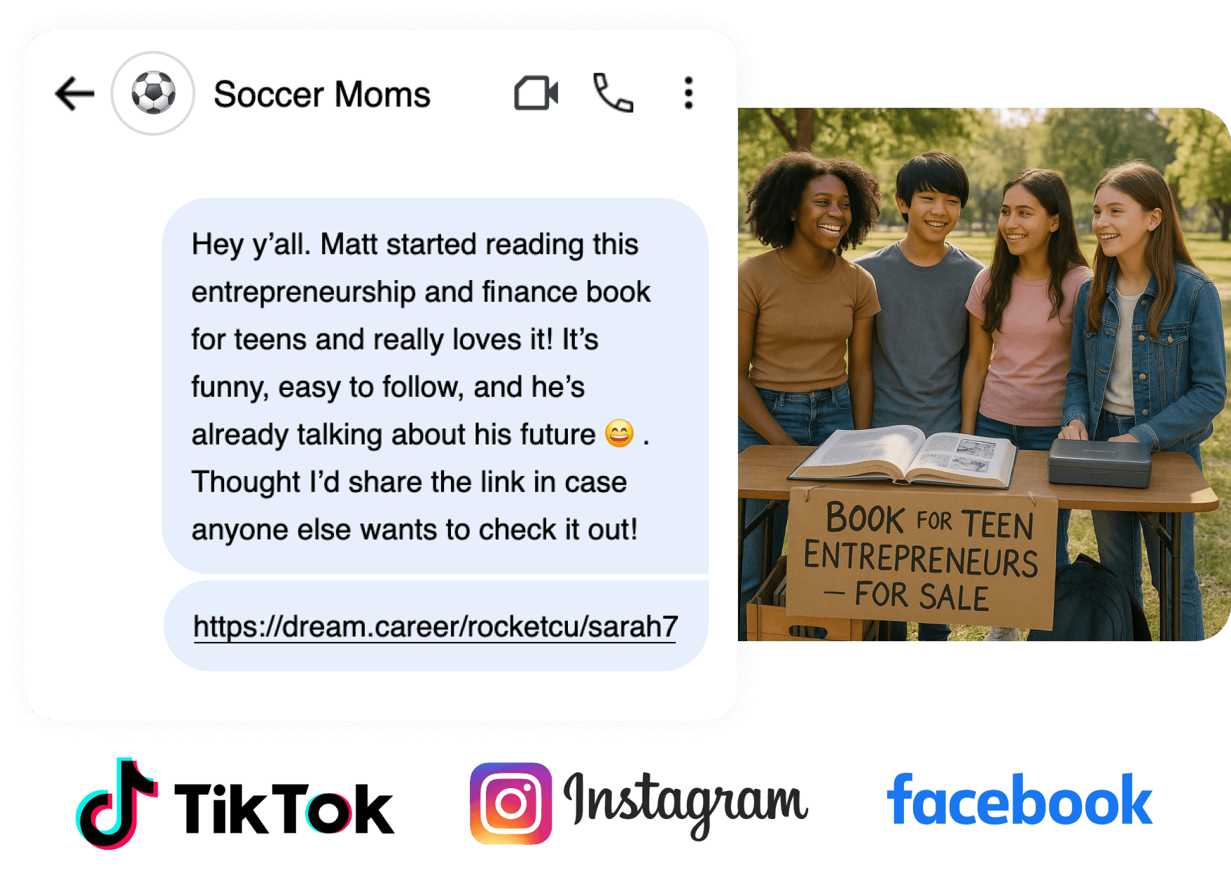mom sending referral links to friends